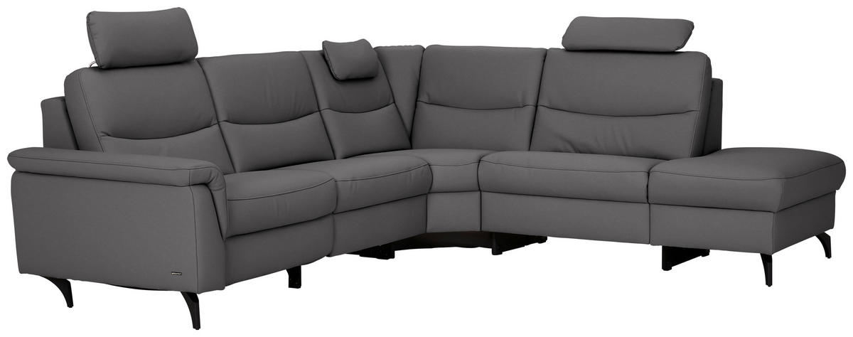 ECKSOFA in Echtleder Grau  280/249 cm  - Anthrazit/Grau, Design, Leder/Metall (280/249cm) - Himolla Komfortklass