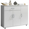 KOMODA   90/70/30 cm   bijela  - bijela/srebrne boje, Konvencionalno, drvni materijal/plastika (90/70/30cm) - Carryhome