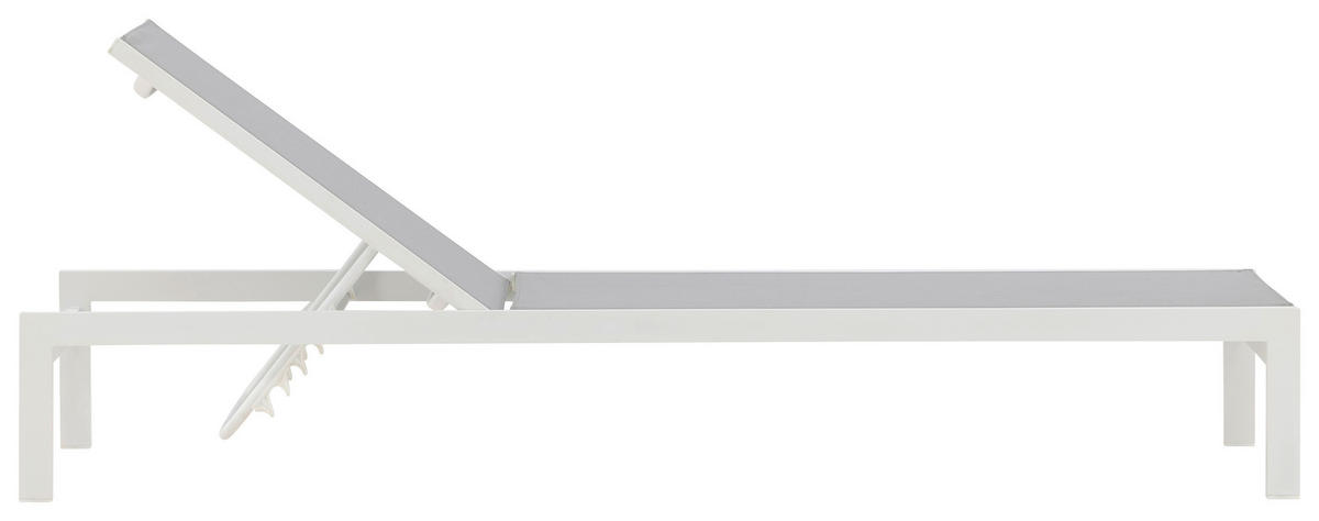 SONNENLIEGE 60/30/195 cm  - Weiß/Grau, KONVENTIONELL, Metall (60/30/195cm) - Gardenson