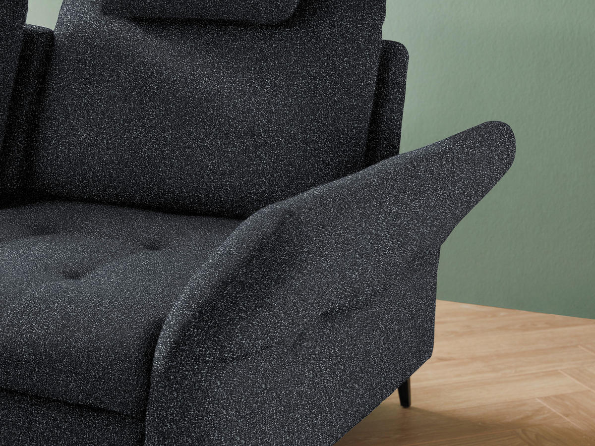 ECKSOFA in Bouclé Schwarz  - Schwarz, Natur, Textil/Metall (233/288cm) - Valnatura