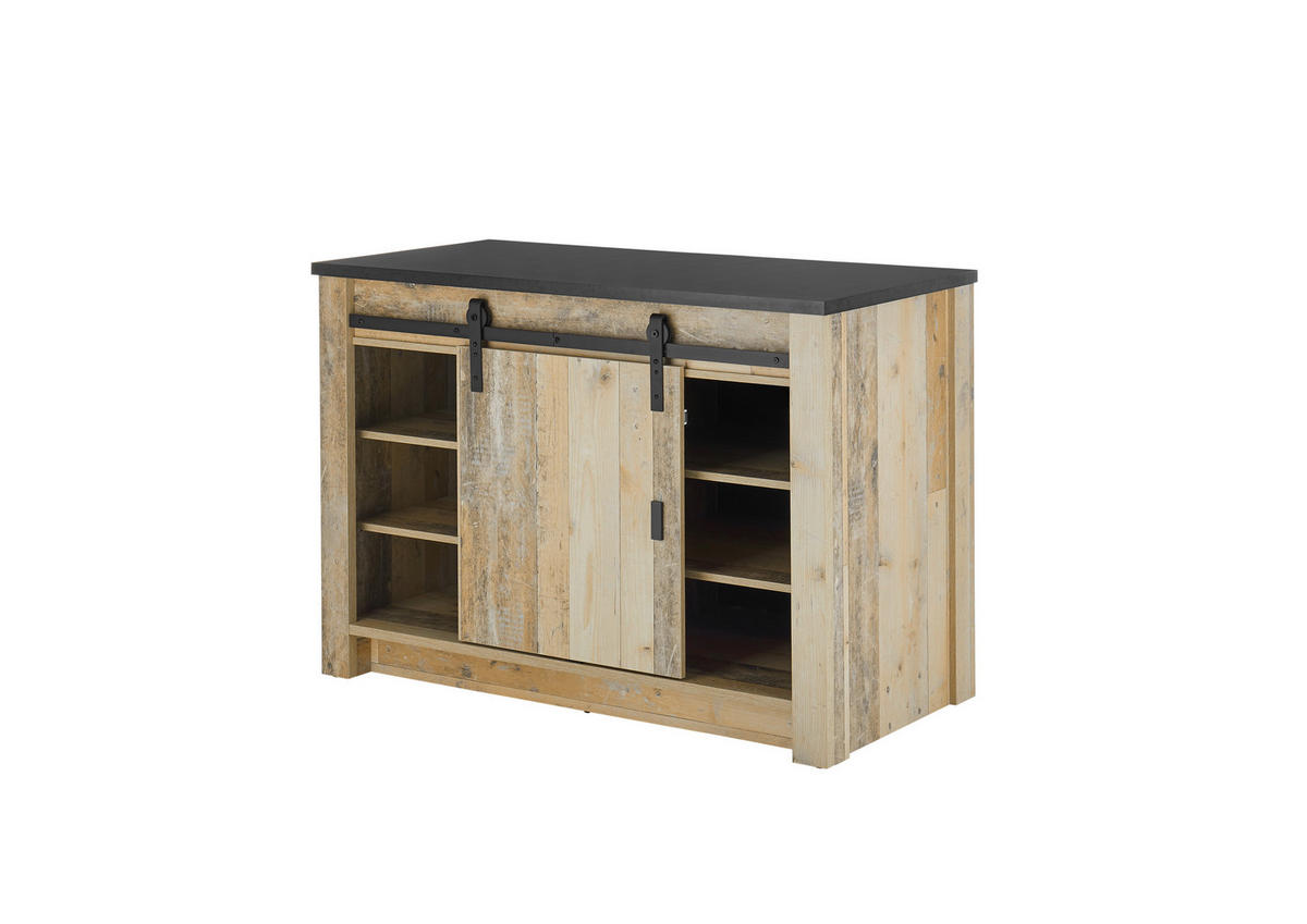 SPÜLENUNTERSCHRANK 133/93/64 cm  in Anthrazit, Naturfarben  - Anthrazit/Schwarz, Trend, Holzwerkstoff/Metall (133/93/64cm) - MID.YOU