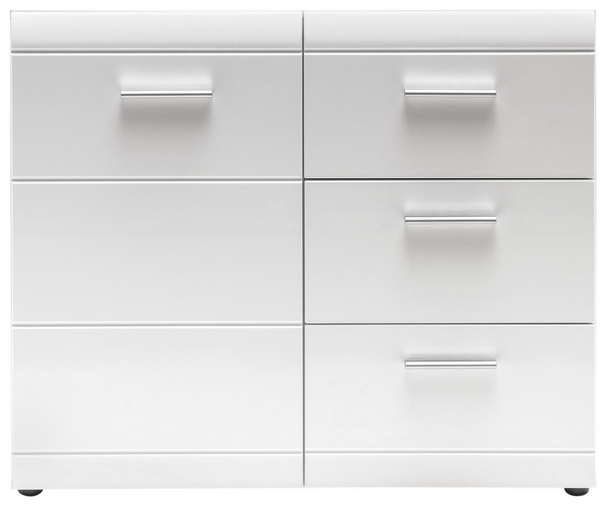 KOMODA   96/86/40 cm   bijela  - bijela/srebrne boje, Design, drvni materijal/plastika (96/86/40cm) - Xora