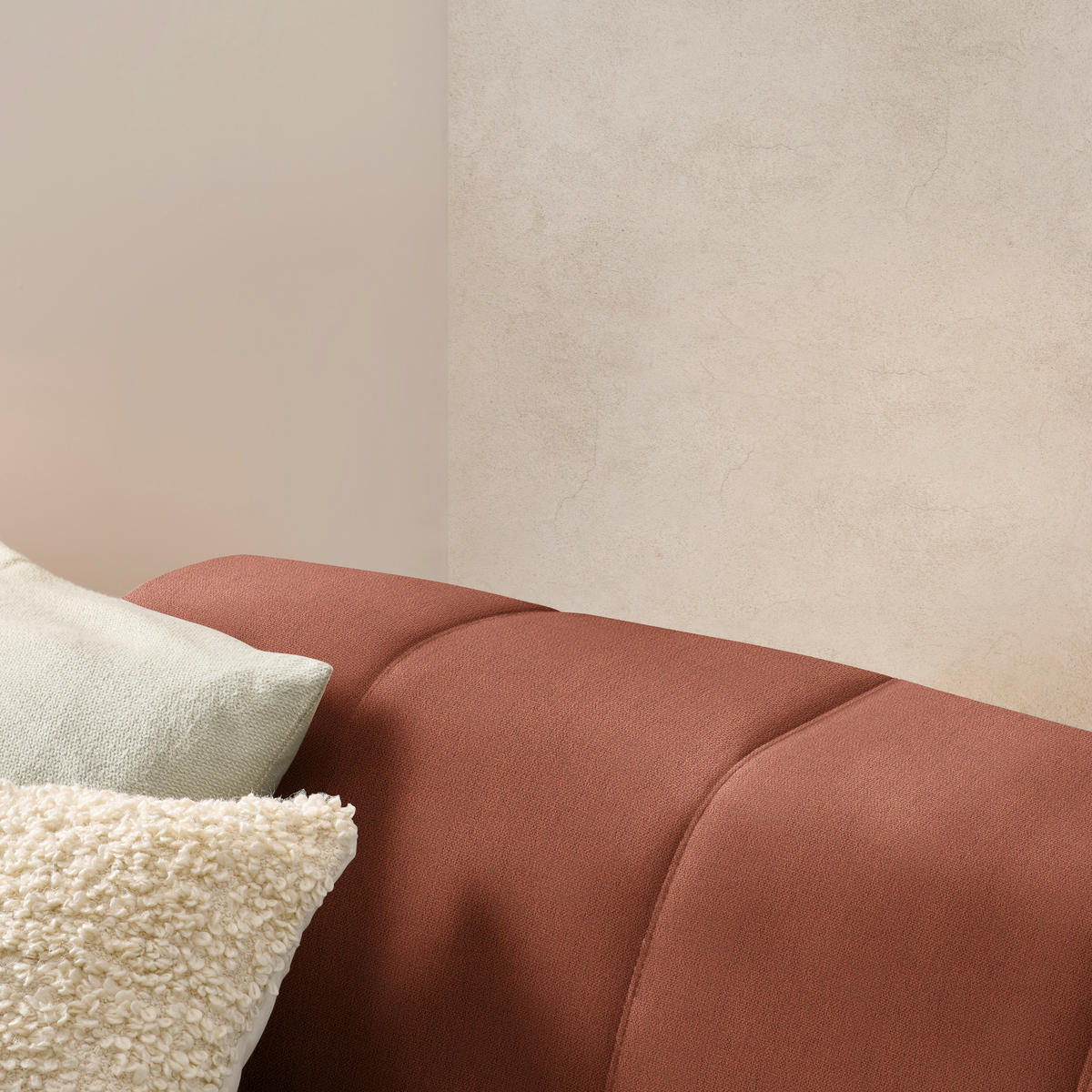 ECKSOFA in Chenille Cognac  - Cognac/Schwarz, Design, Textil/Metall (311/167cm) - Xora
