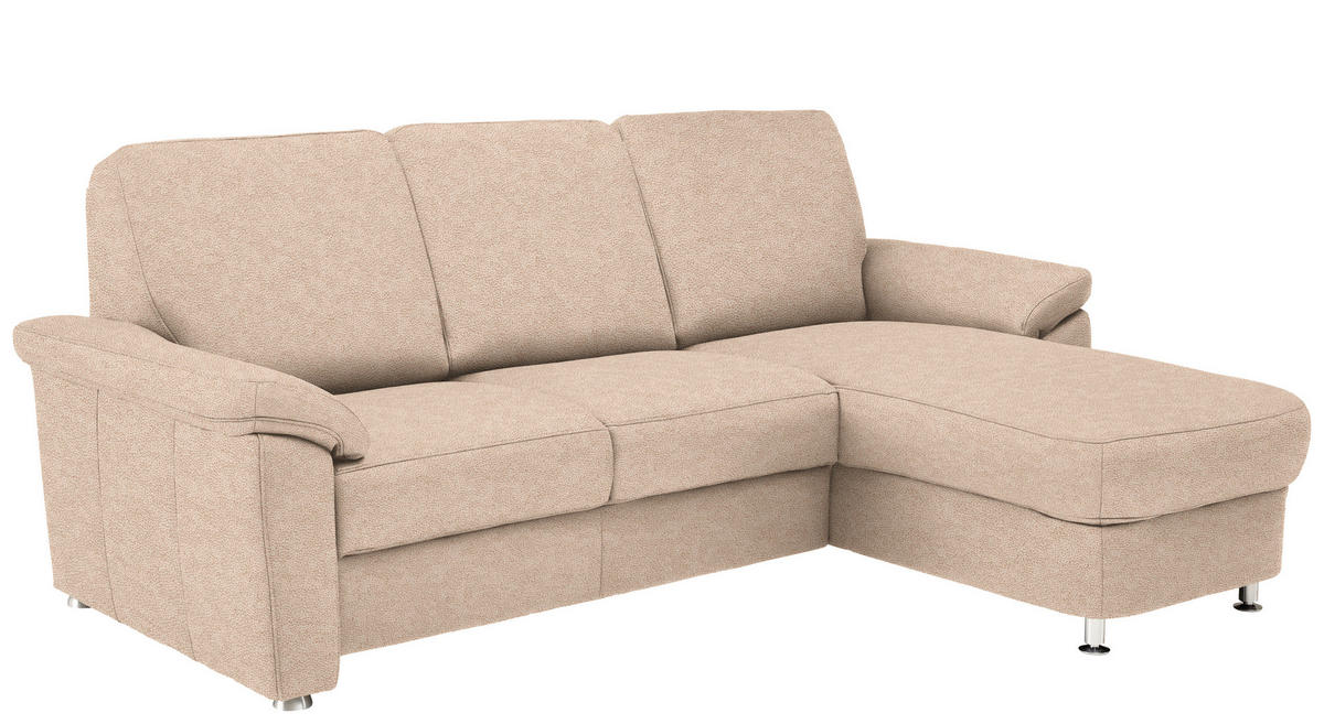 ECKSOFA in Flachgewebe Beige  250/163 cm  - Chromfarben/Beige, KONVENTIONELL, Textil/Metall (250/163cm) - Beldomo System