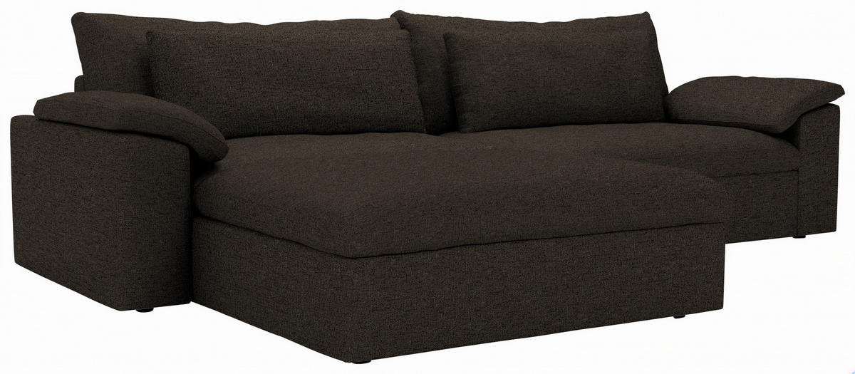 ECKSOFA Flachgewebe Schwarzbraun  - Schwarzbraun/Schwarz, Modern, Kunststoff/Textil (198/306cm) - Carryhome