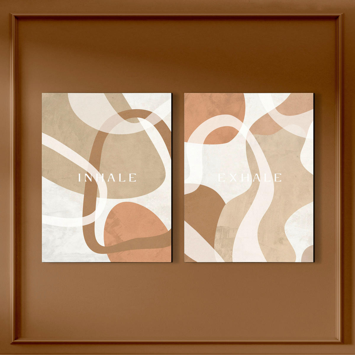 BILDERSET - Beige/Braun, Basics, Holz/Textil (2x32/42cm)