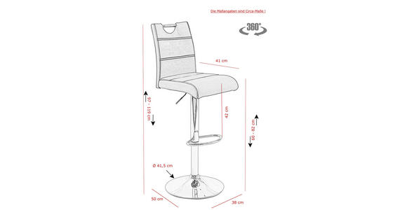 BARHOCKER Mikrofaser Beige Sitzfläche 360° drehbar, mit Griff  - Chromfarben/Beige, KONVENTIONELL, Textil/Metall (38/97-119/50cm) - Carryhome
