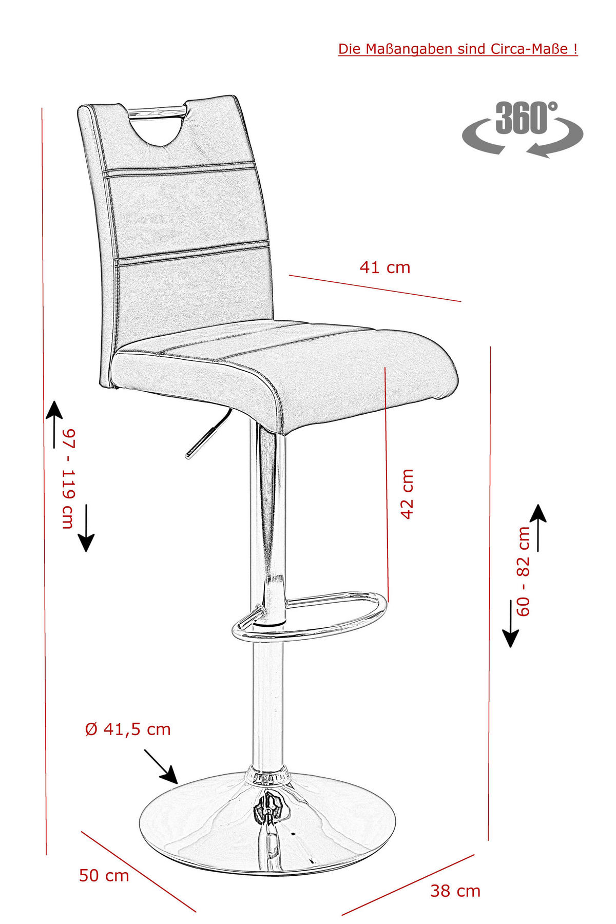 Barhocker höhenverstellbar in Anthrazit kaufen
