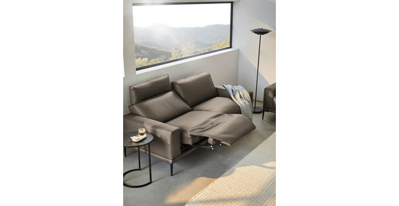 2,5-SITZER in Leder Taupe - Taupe/Schwarz, Design, Leder/Metall (200/102/92cm) - Johann Jakob