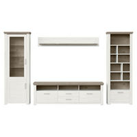 WOHNWAND  in Weiß, Eichefarben  370/206,6/51,2 cm  - Eichefarben/Weiß, Design, Glas/Holzwerkstoff (370/206,6/51,2cm) - SetOne by Musterring