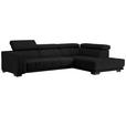 ECKSOFA in Mikrofaser Anthrazit  - Anthrazit/Schwarz, Design, Textil/Metall (301/207cm) - Xora