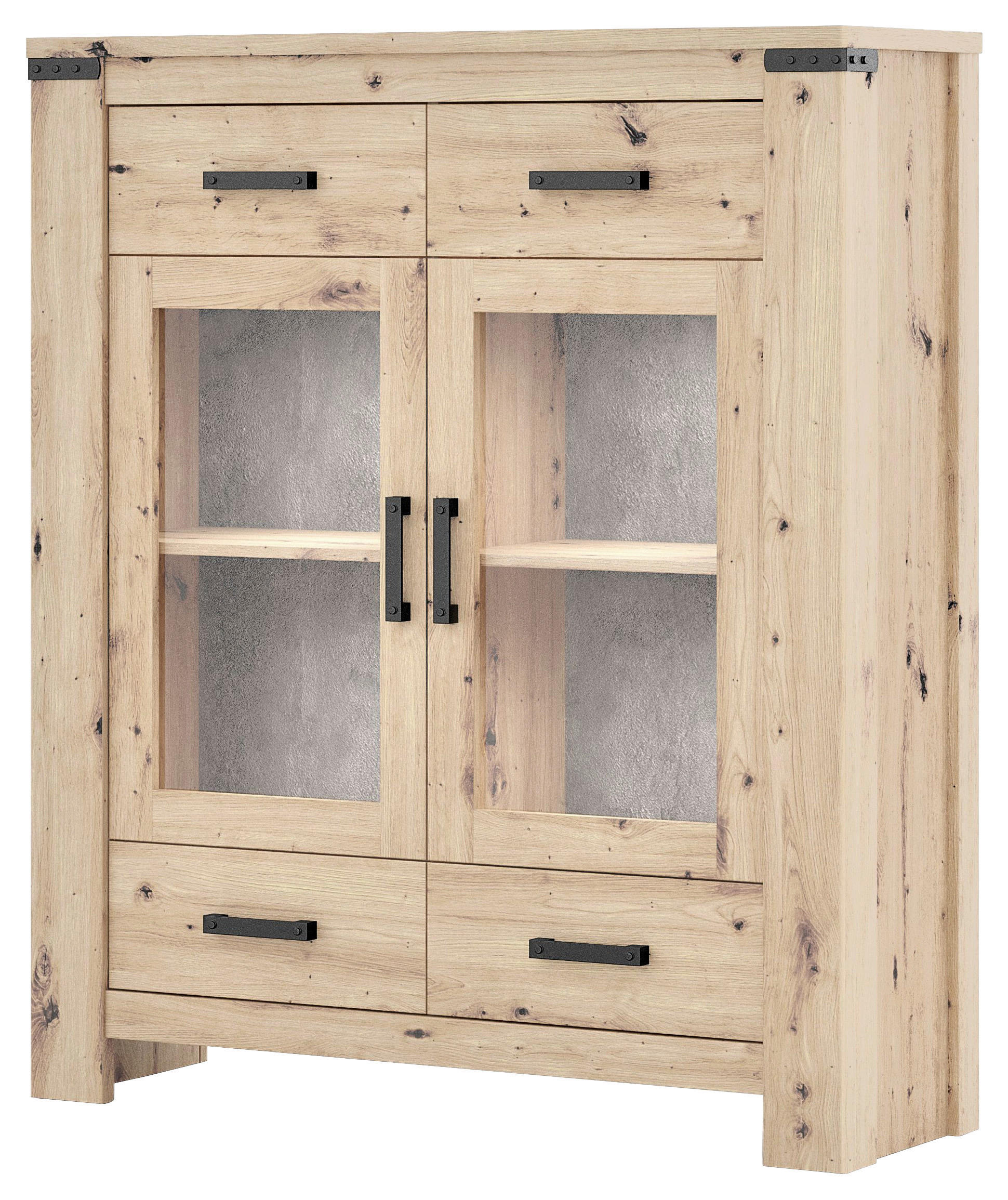 Hom`in VYSOKÁ KOMODA, barvy břidlice, dub artisan, 125/146/40 cm