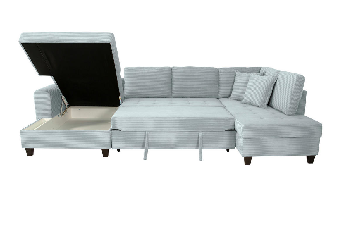 WOHNLANDSCHAFT MORITZ Graugrün Cord  - Graugrün, Trend, Textil (155/324/178cm) - P & B