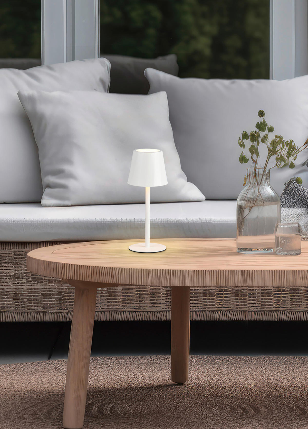 AKKU-TISCHLEUCHTE - Weiss, Design, Metall (8,5/21cm)