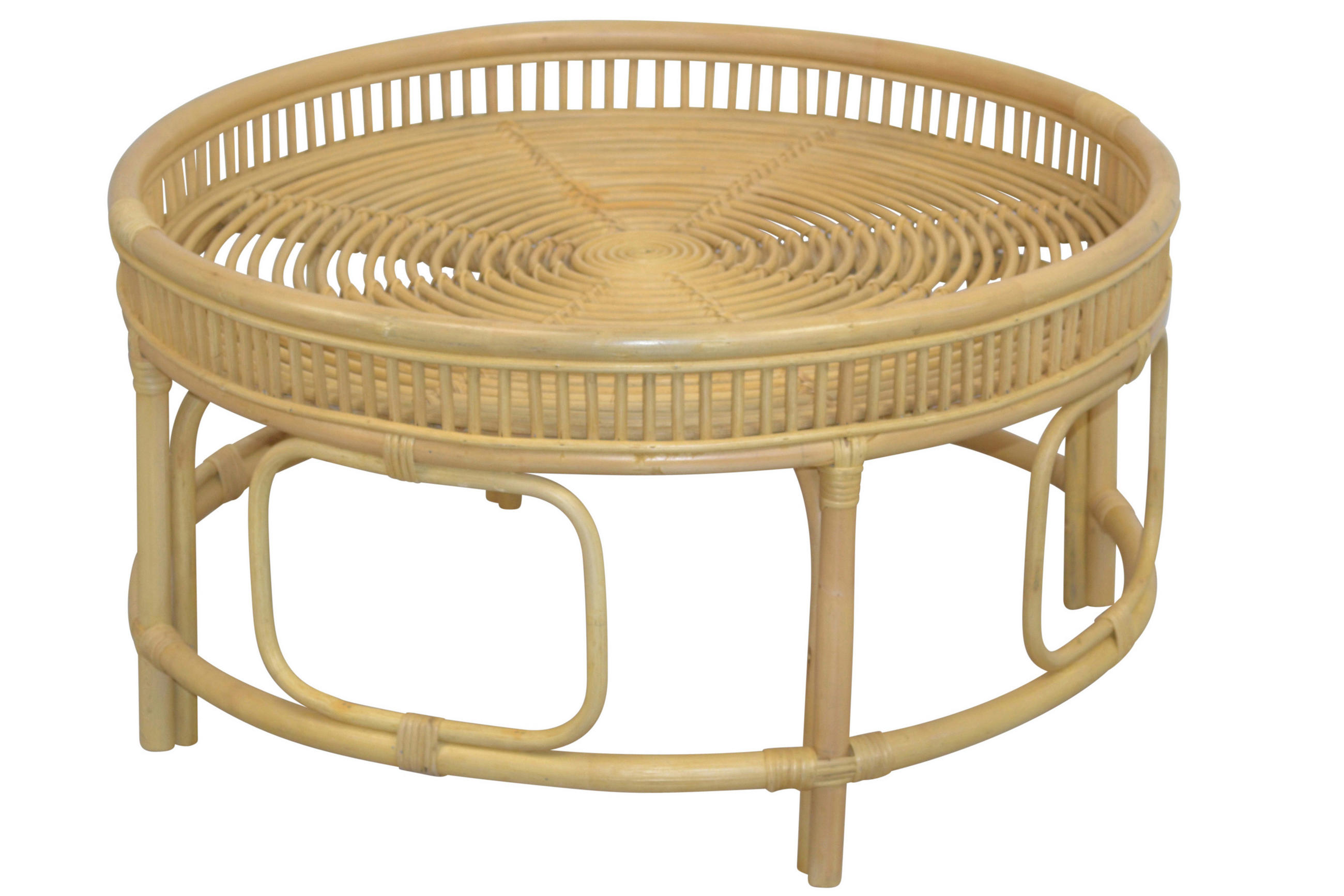 COUCHTISCH Rattan massiv 75/75/41 cm rund Beige  - Beige, Design, Holz (75/75/41cm) - MID.YOU