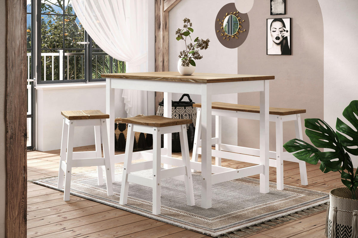 BAR SET in  - Naturfarben/Weiß, Natur, Holz - Livetastic