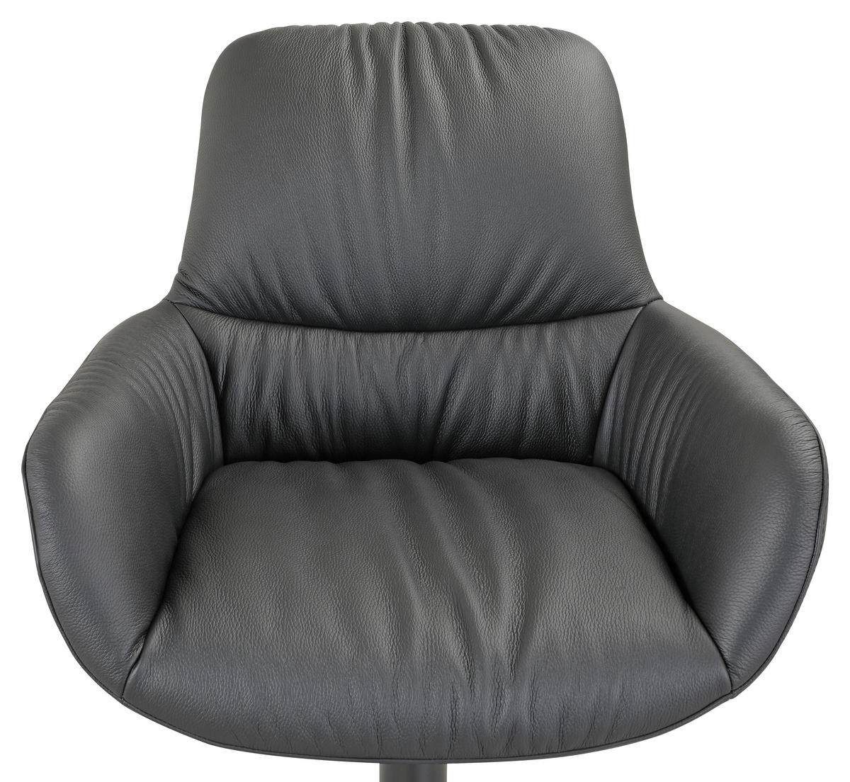 BARHOCKER Echtleder Schwarz Eisen Sitzfläche 360° drehbar, inklusive Armlehnen, automatische Rückholfunktion  - Schwarz, Design, Leder/Metall (57,5/117/59,5cm) - Dieter Knoll