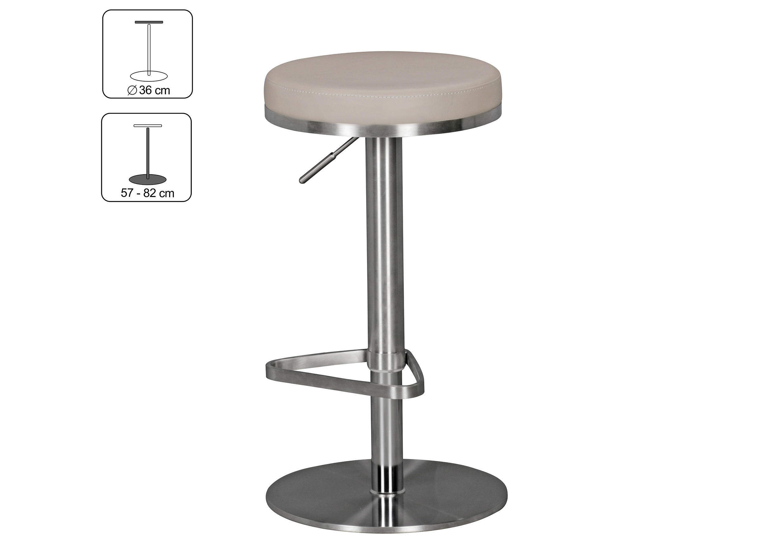 BÁRSZÉK textil taupe  - ezüstszínű/taupe, Modern, textil/fém (38/57/38cm) - MID.YOU