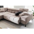 ECKSOFA inkl. Sitzvorzug in Cord Taupe  - Taupe/Schwarz, Design, Textil/Metall (216/321cm) - Hom`in