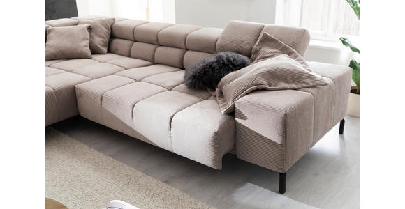 ECKSOFA inkl. Sitzvorzug in Cord Taupe  - Taupe/Schwarz, Design, Textil/Metall (216/321cm) - Hom`in