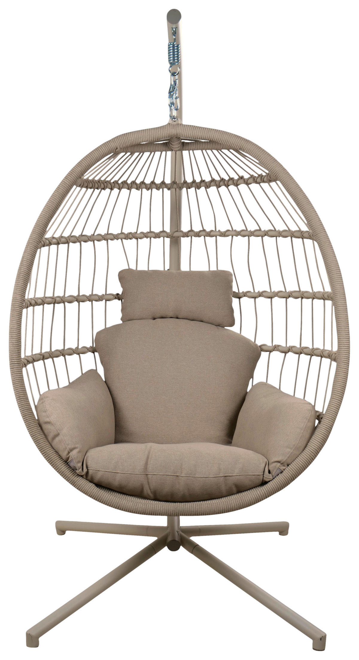 HÄNGESESSEL 110/196/100 cm Stahl  - Elfenbein/Beige, KONVENTIONELL, Textil/Metall (110/196/100cm)