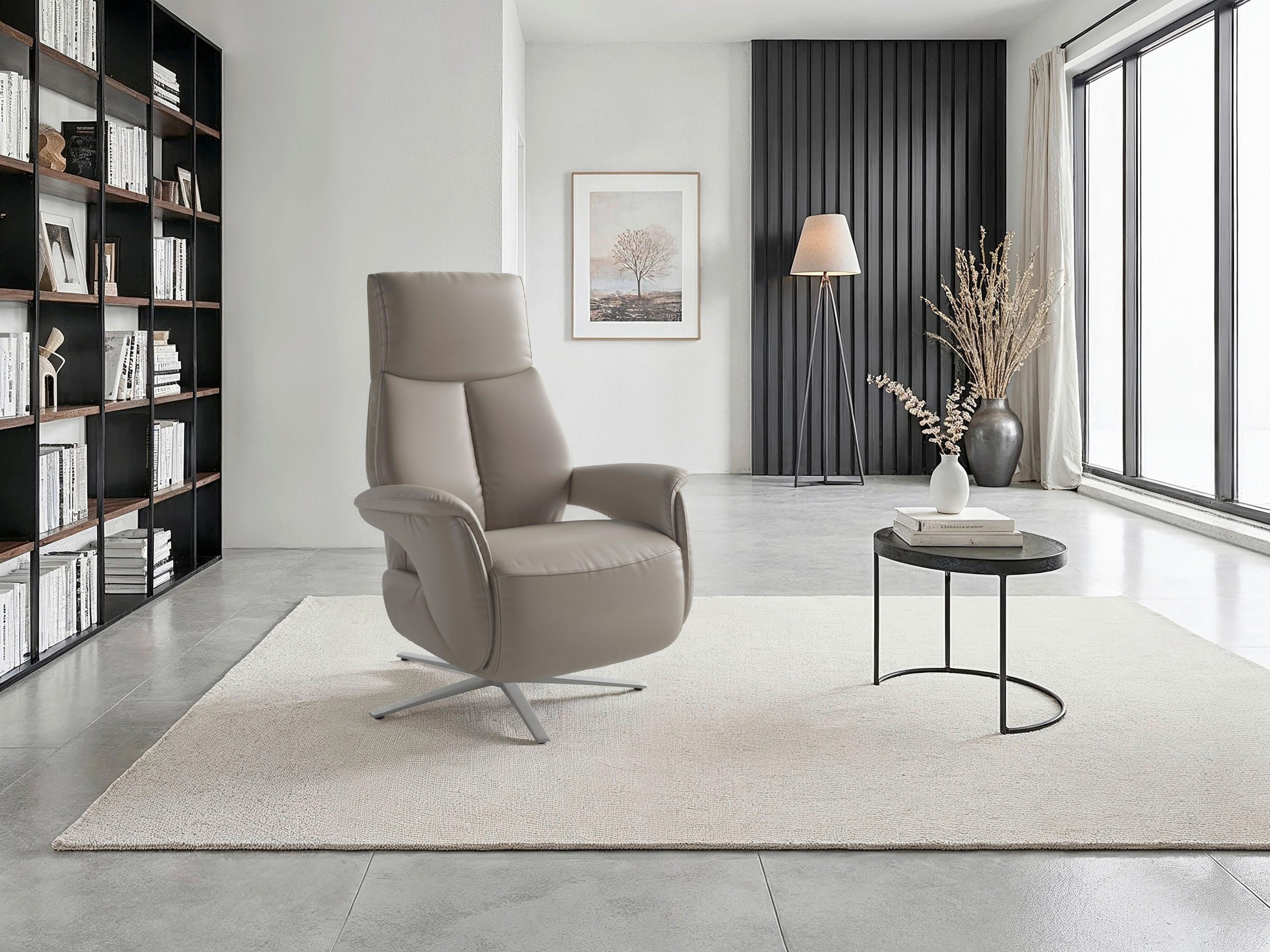 RELAXSESSEL in Leder Grau  - Silberfarben/Grau, Basics, Leder/Metall (75/110/85cm) - Sit & More