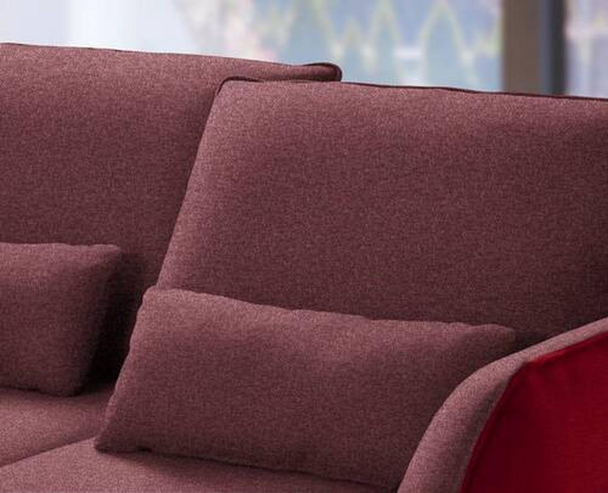 ECKSOFA in Flachgewebe Rot  250/310 cm  - Rot/Schwarz, Design, Textil/Metall (250/310cm) - Moderano