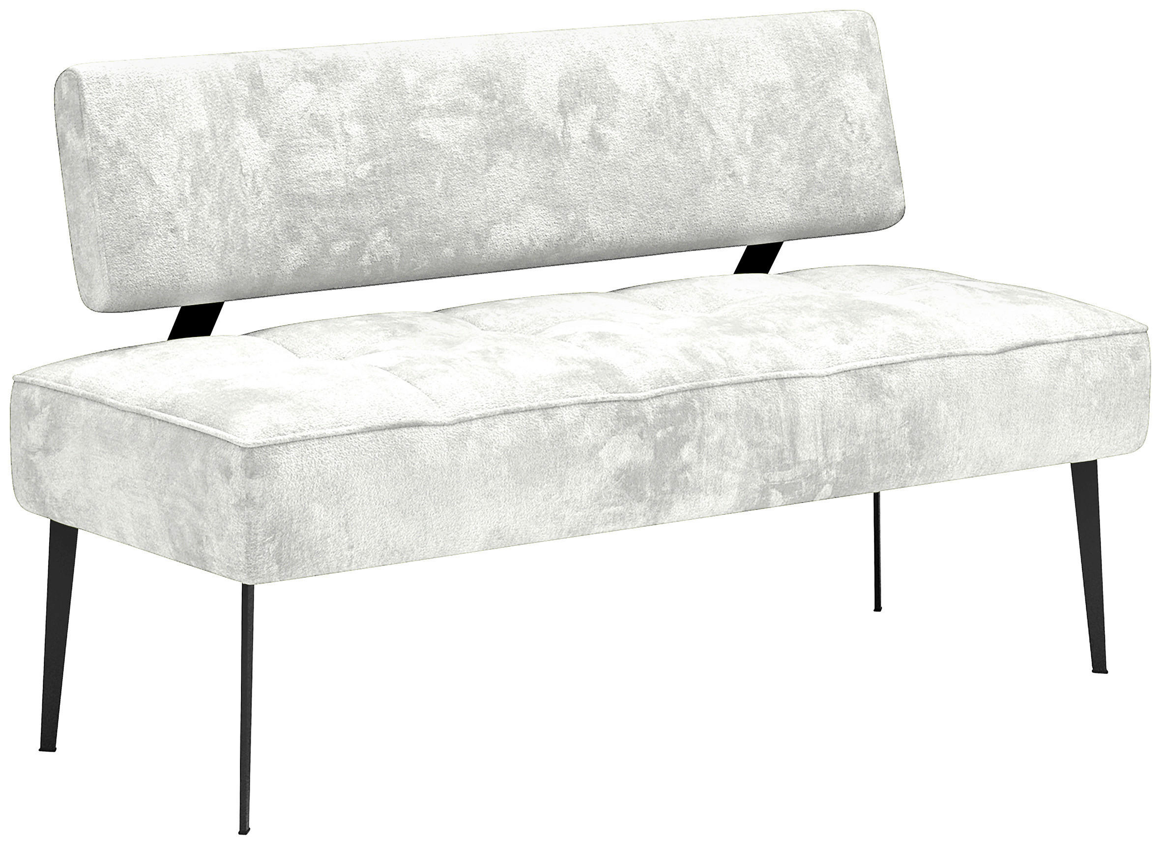 SITZBANK 162/90/65 cm Webstoff Weiß Metall  - Schwarz/Weiß, MODERN, Textil/Metall (162/90/65cm) - Welnova