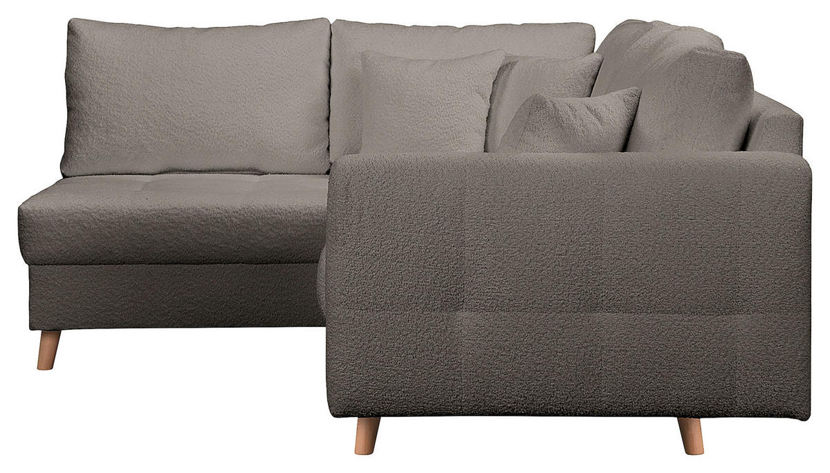 ECKSOFA Dunkelgrau Bouclé  - Dunkelgrau/Naturfarben, Design, Holz/Textil (161/231cm) - Livetastic