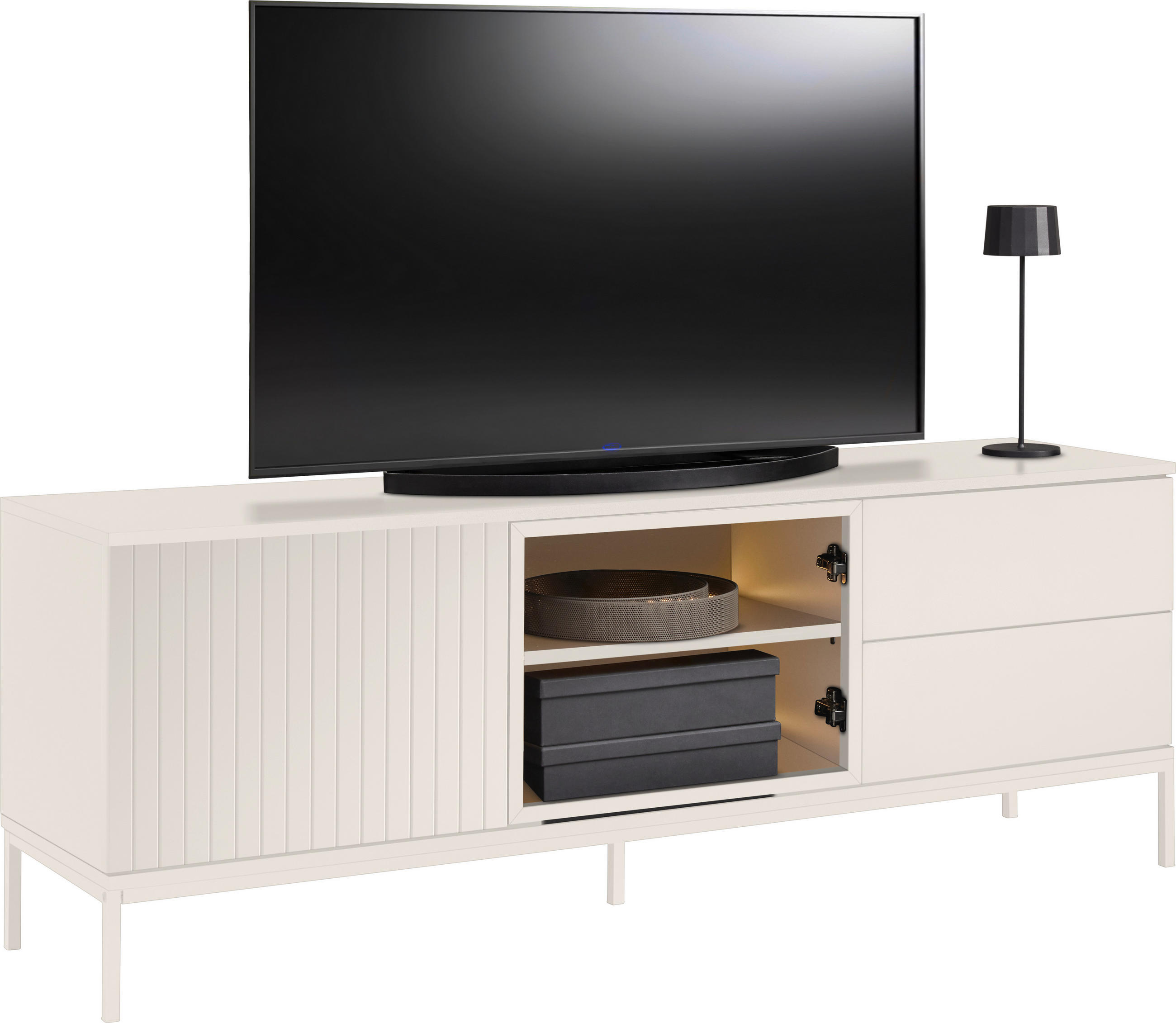 LOWBOARD  in 153,6/56/38 cm  - Kaschmir, KONVENTIONELL, Glas/Holzwerkstoff (153,6/56/38cm) - Voleo