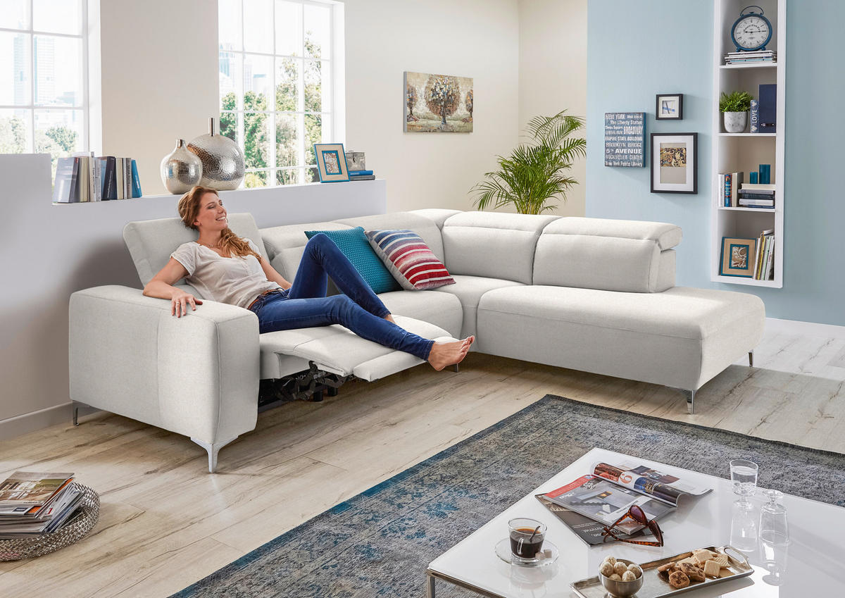 ECKSOFA Beige Flachgewebe  - Beige, Design, Textil/Metall (238/290cm) - Pure Home Lifestyle