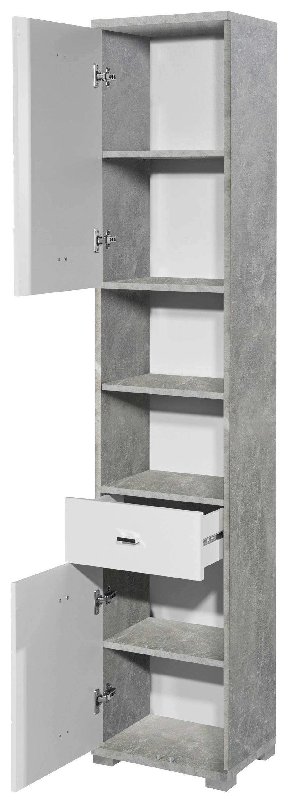 HOCHSCHRANK 38/190/30 cm  - Chromfarben/Weiß Hochglanz, KONVENTIONELL, Holzwerkstoff/Kunststoff (38/190/30cm) - Livetastic