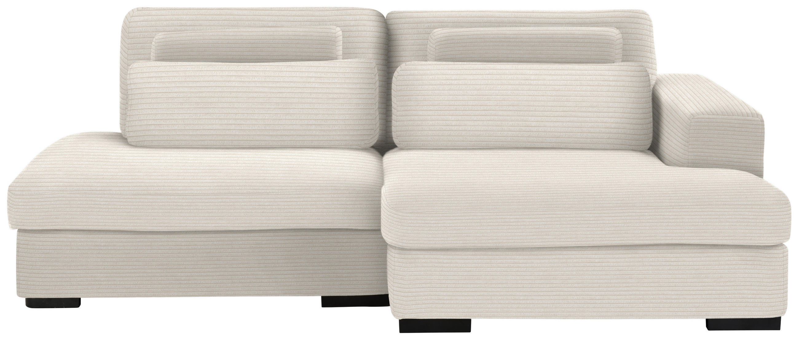 ECKSOFA in Cord, Velours Ecru  - Ecru/Schwarz, Design, Kunststoff/Textil (223/158cm) - Lomoco