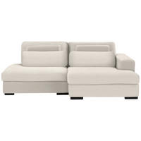 ECKSOFA in Cord, Velours Ecru  - Ecru/Schwarz, Design, Kunststoff/Textil (223/158cm) - Lomoco