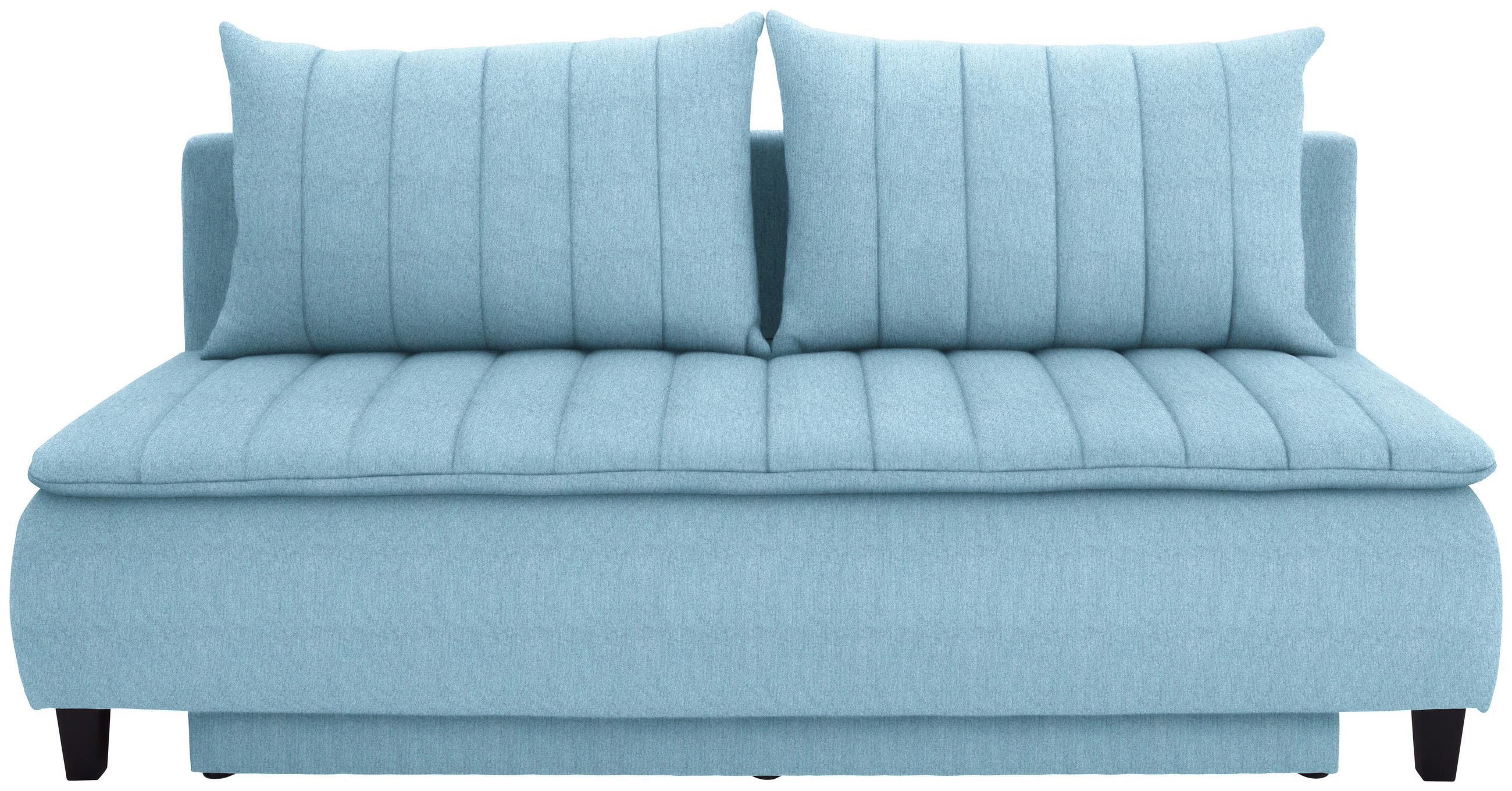 BOXSPRINGSOFA Webstoff Hellblau  inkl. Rückenkissen, Bettkasten, Schlaffunktion  - Schwarz/Hellblau, MODERN, Holz/Textil (208/102/96cm) - P & B