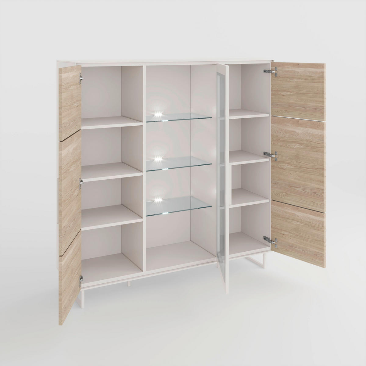 VYSOKÁ KOMODA, dub, kašmírová, dub bianco, 146/147/40 cm - kašmírová/dub bianco, Design, kov/drevo (146/147/40cm) - Livetastic