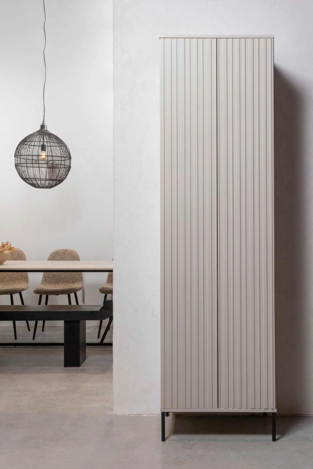 GARDEROBENSCHRANK Gravure  in 60/210/42 cm  - Schwarz/Grau, Design, Holz/Metall (60/210/42cm) - Livetastic