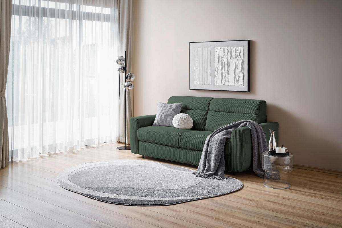 SCHLAFSOFA Cord Waldgrün  - Waldgrün/Schwarz, Design, Kunststoff/Textil (200/84/98cm) - Novel