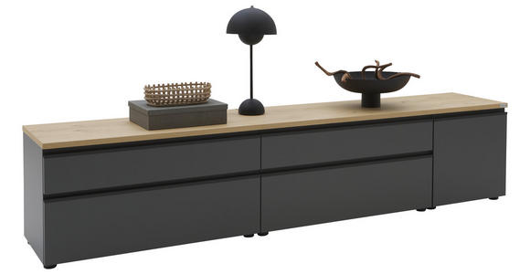 LOWBOARD  225/46/41 cm 4 Schublade(n) erweiterbar, Typenauswahl, Beimöbel erhältlich, stehend, hängend  - Eichefarben/Anthrazit, Design, Holzwerkstoff/Kunststoff (225/46/41cm) - Dieter Knoll