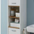 HOCHSCHRANK Weiß - Eichefarben/Alufarben, Design, Holzwerkstoff/Kunststoff (33/195,5/28cm) - Carryhome
