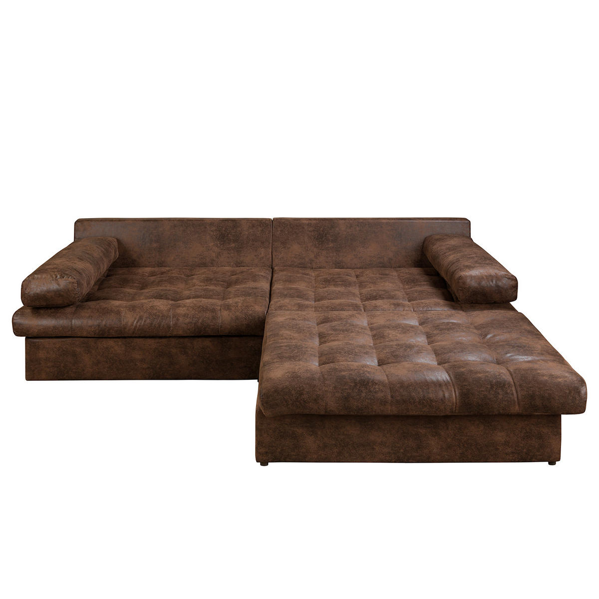 ECKSOFA Naomi in Lederlook Dunkelbraun Rückenkissen  284/243 cm  - Dunkelbraun/Schwarz, Design, Kunststoff/Textil (284/243cm) - P & B