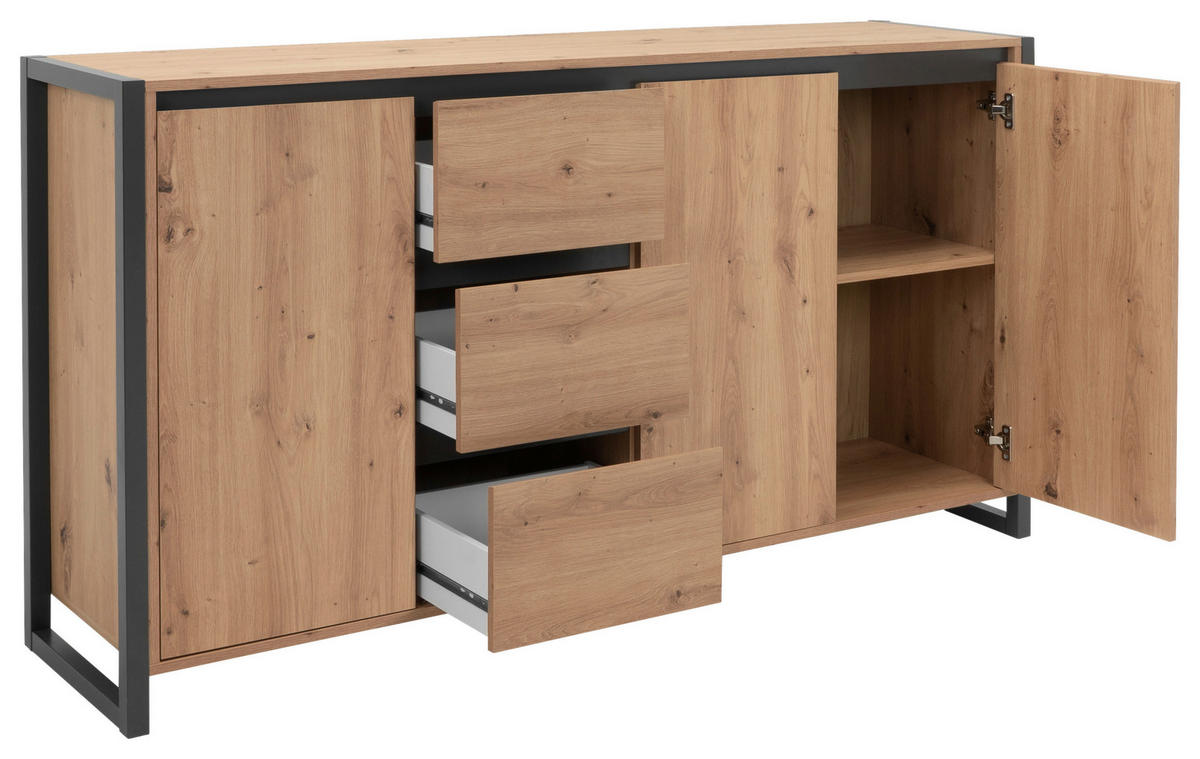 KOMODA, barve hrasta, antracit  - barve hrasta/antracit, Konvencionalno, leseni material (160/88/40cm) - MID.YOU