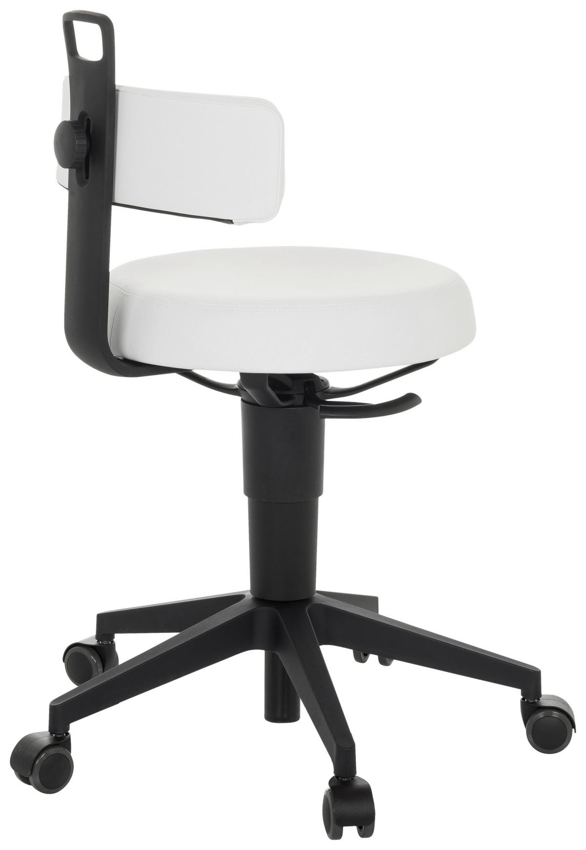 KONTORSPALL  vit  - vit/svart, Basics, läder/plast (40/74-86/46cm) - MID.YOU