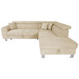 ECKSOFA inkl. Funktionen Creme Cord  - Silberfarben/Creme, Design, Textil/Metall (257/226cm) - Xora