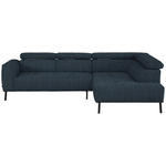 ECKSOFA in Webstoff Blau  280/205 cm  - Blau/Schwarz, Design, Textil/Metall (280/205cm) - Xora