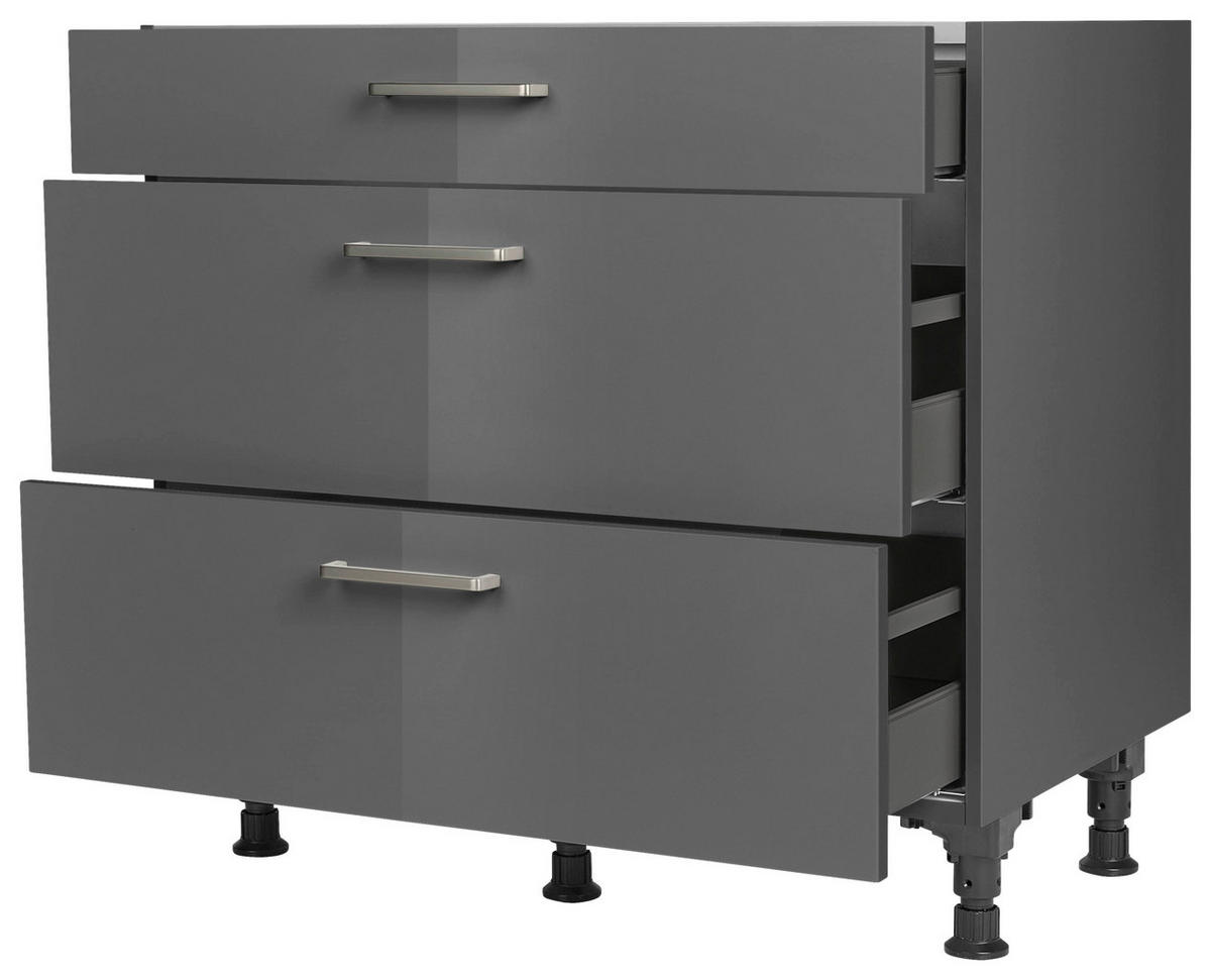 SCHUBKASTENUNTERSCHRANK 90/87/56 cm  in Schieferfarben  - Schieferfarben/Edelstahlfarben, MODERN, Holzwerkstoff/Metall (90/87/56cm) - Nobilia