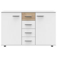 SIDEBOARD 130/83/41 cm  in Weiss, Eichefarben, Hickory  - Weiss/Eichefarben, Konventionell, Holzwerkstoff/Kunststoff (130/83/41cm) - Carryhome
