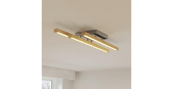 LED-DECKENLEUCHTE 100/25/12,5 cm   - Eichefarben, LIFESTYLE, Holz/Kunststoff (100/25/12,5cm) - Novel