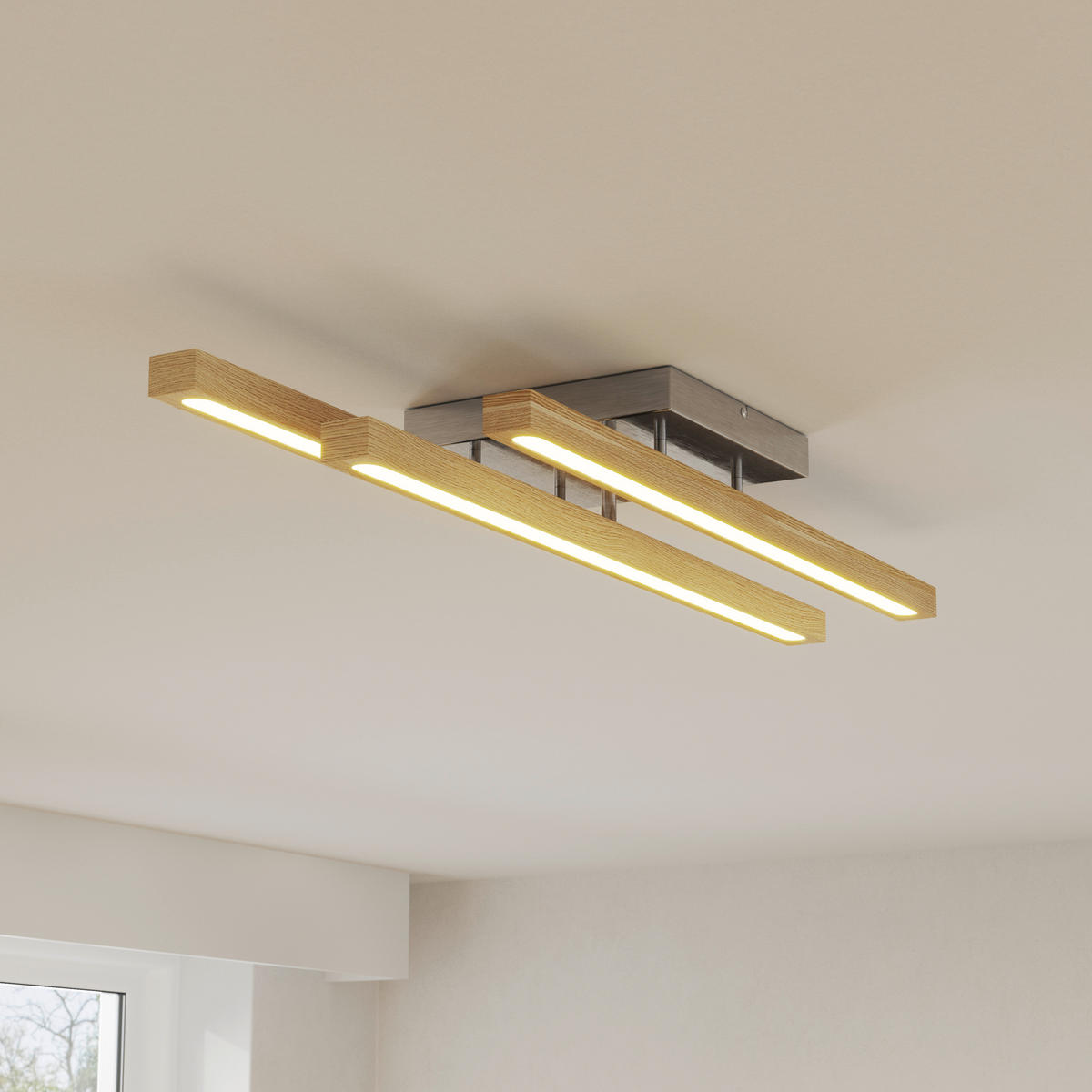 LED-DECKENLEUCHTE 100/25/12,5 cm   - Eichefarben, LIFESTYLE, Holz/Kunststoff (100/25/12,5cm) - Novel