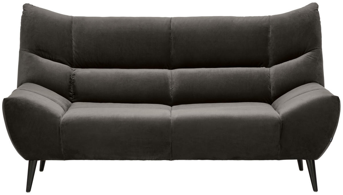 2-SITZER-SOFA Mikrofaser Dunkelgrau  - Dunkelgrau/Schwarz, Design, Textil/Metall (190/106/99cm) - Xora